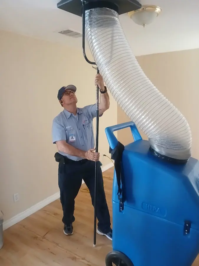 Mini Split Installation technician using HEPA equipment in Coeur d'Alene